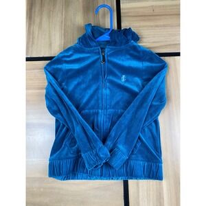 Juicy Couture‎ Girls Velour Hoodie Set Size 7 Blue Ruffle Tracksuit Jacket Pants